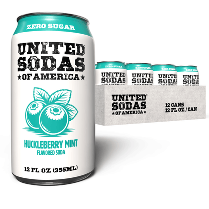 HUCKLEBERRY MINT – United Sodas of America Zero Sugar Soda – 12 oz Cans (12-Pack)