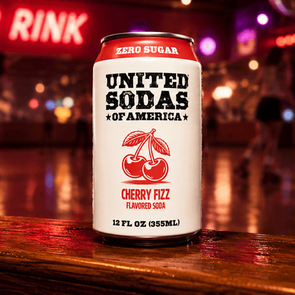 CHERRY FIZZ - United Sodas of America Zero Sugar Soda – 12 oz Cans (12-Pack)