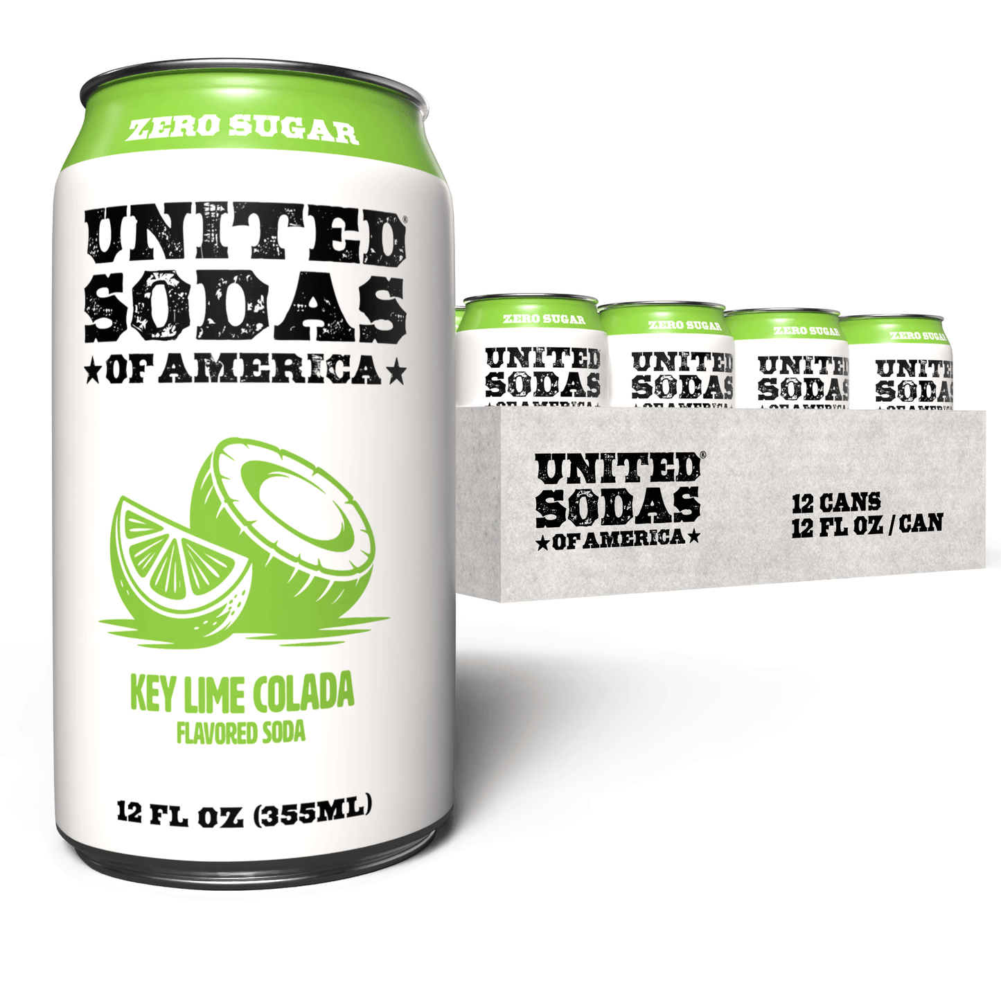 KEY LIME COLADA - United Sodas of America Zero Sugar Soda – 12 oz Cans (12-Pack)
