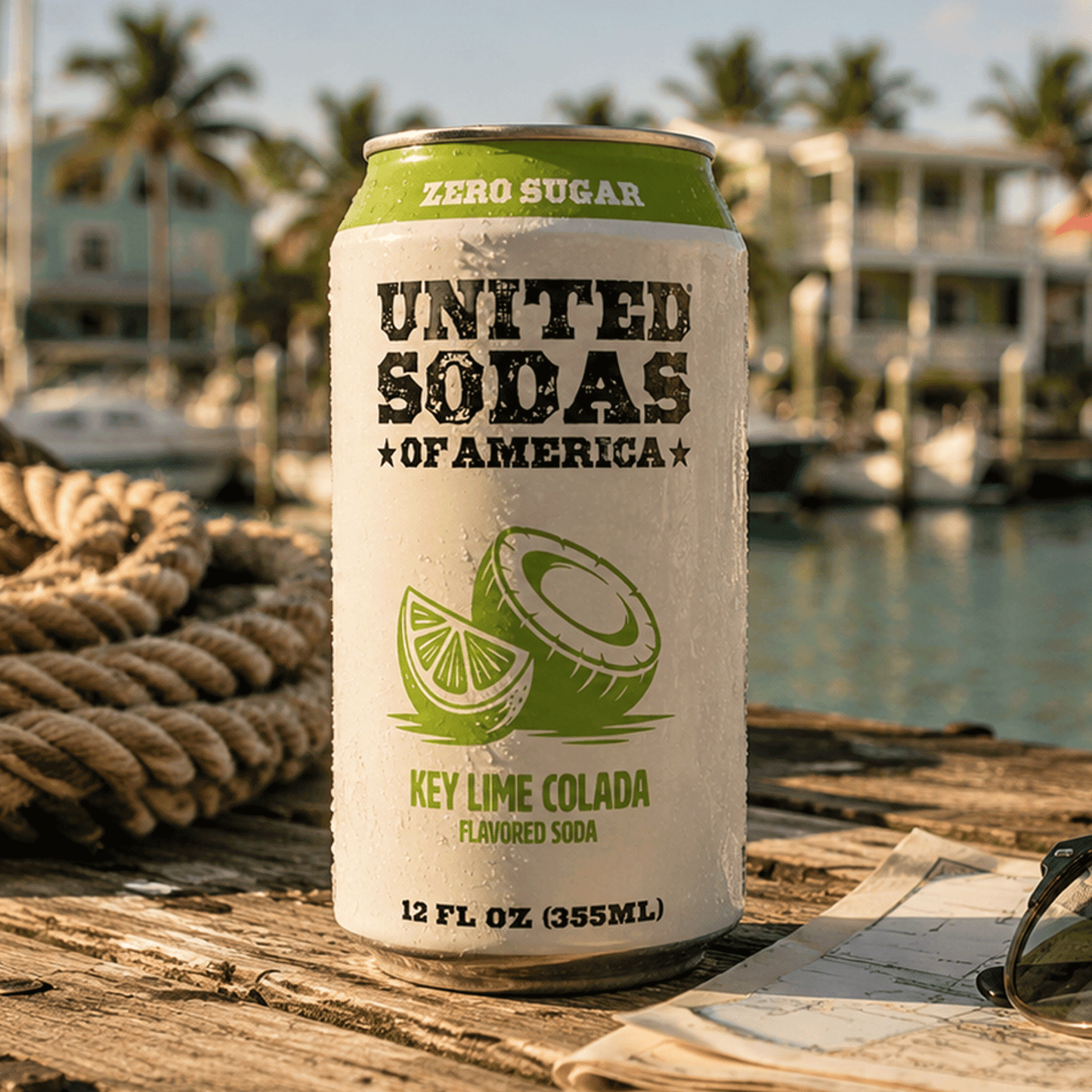 KEY LIME COLADA - United Sodas of America Zero Sugar Soda – 12 oz Cans (12-Pack)