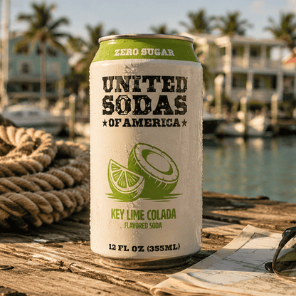 KEY LIME COLADA - United Sodas of America Zero Sugar Soda – 12 oz Cans (12-Pack)