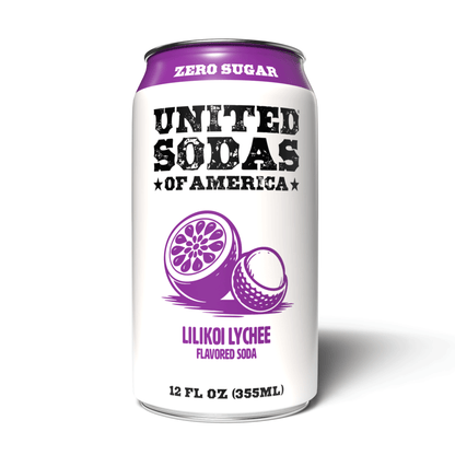 LILIKOI LYCHEE - United Sodas of America Zero Sugar Soda – 12 oz Cans (12-Pack)