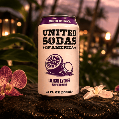 LILIKOI LYCHEE - United Sodas of America Zero Sugar Soda – 12 oz Cans (12-Pack)