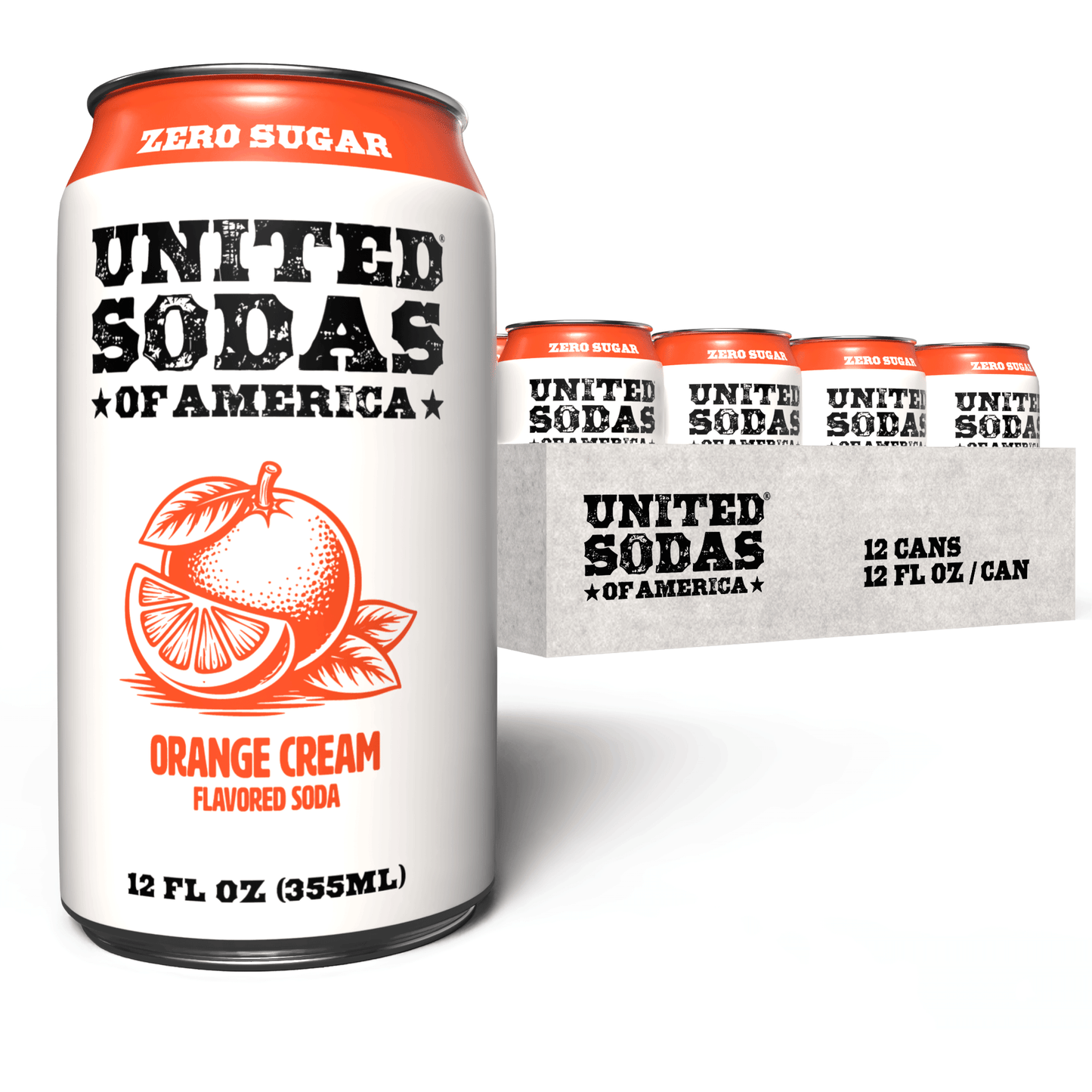 ORANGE CREAM - United Sodas of America Zero Sugar Soda – 12 oz Cans (12-Pack)