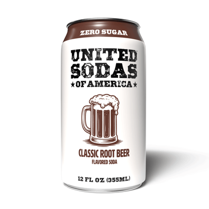 CLASSIC ROOT BEER - United Sodas of America Zero Sugar Soda – 12 oz Cans (12-Pack)