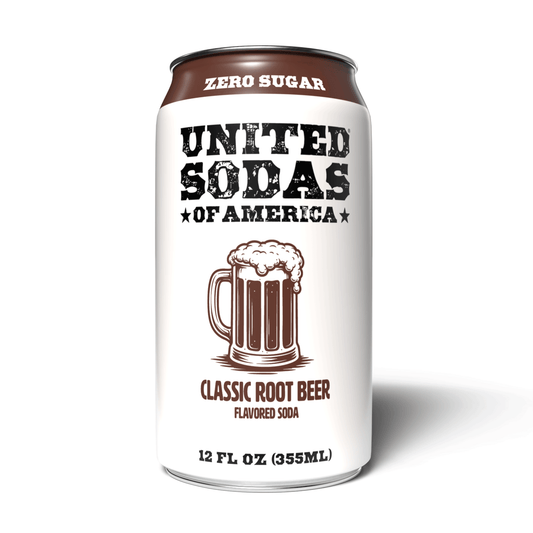 CLASSIC ROOT BEER - United Sodas of America Zero Sugar Soda – 12 oz Cans (12-Pack)