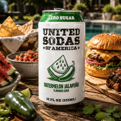 WATERMELON JALAPEÑO - United Sodas of America Zero Sugar Soda – 12 oz Cans (12-Pack)